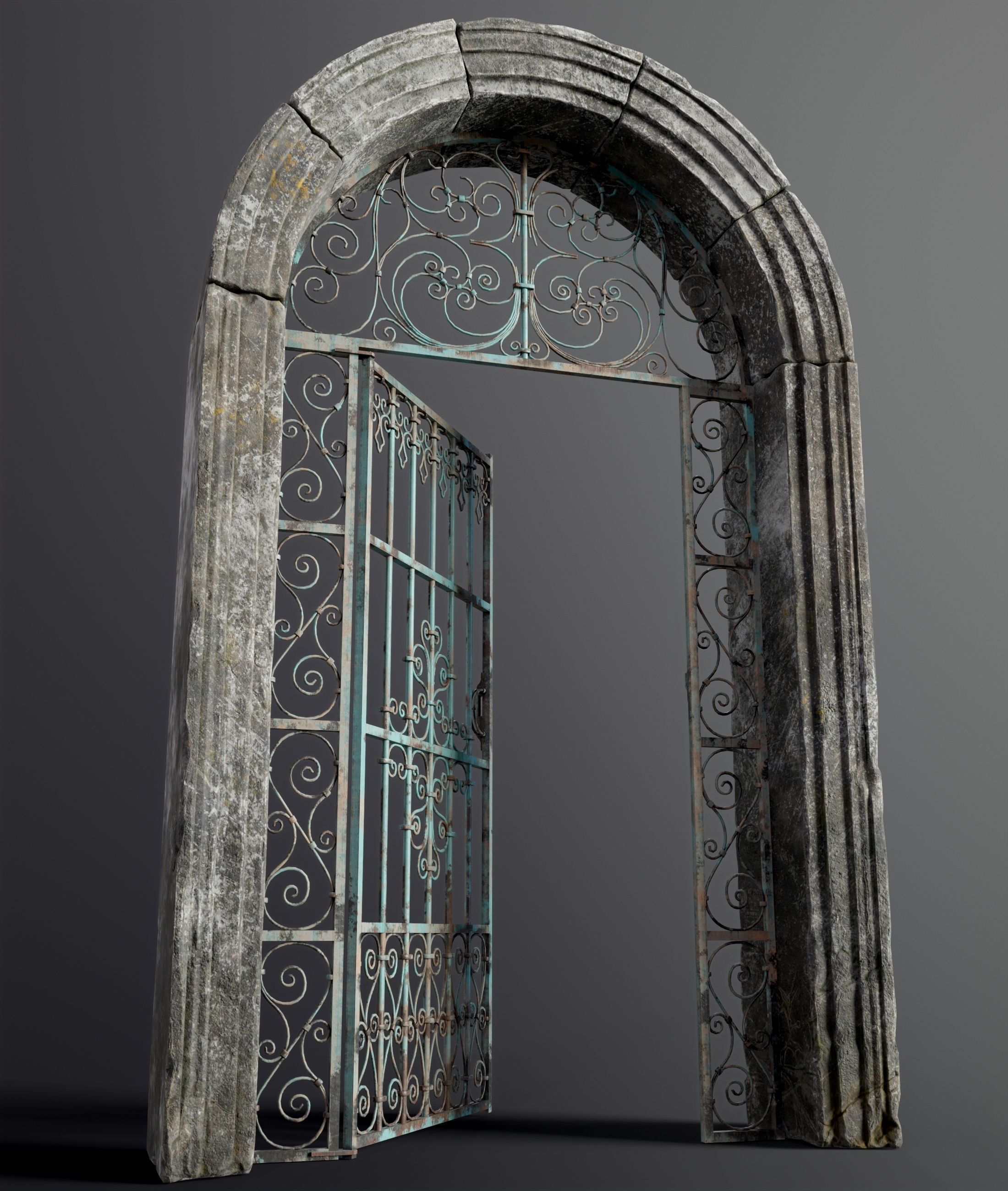 Medieval Forged Door for the garden Low-poly 3D model_2