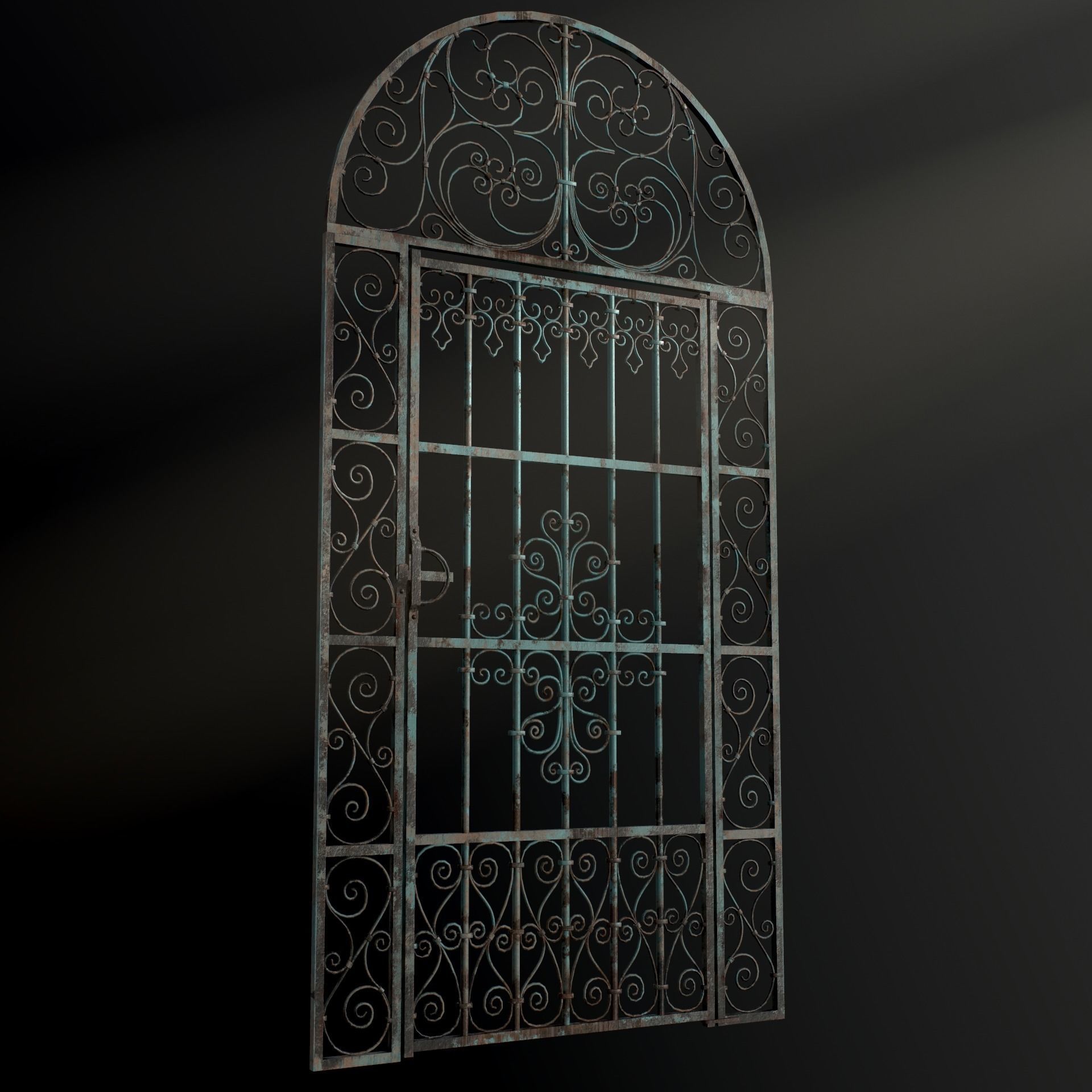 Medieval Forged Door for the garden Low-poly 3D model_53