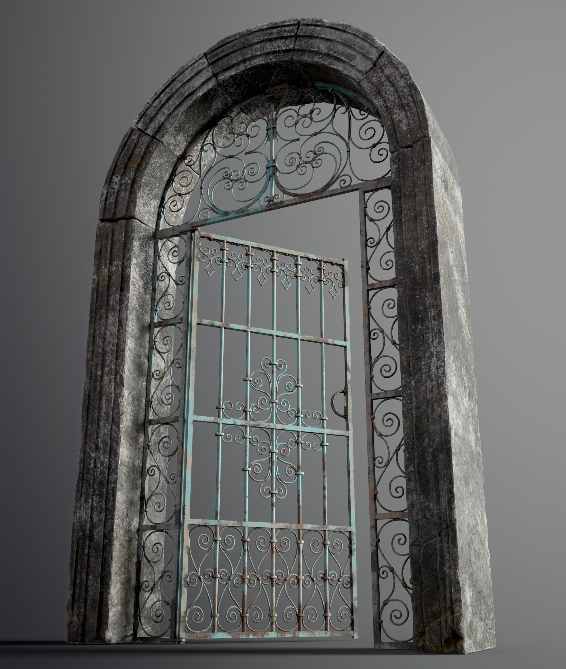 Medieval Forged Door for the garden Low-poly 3D model_1