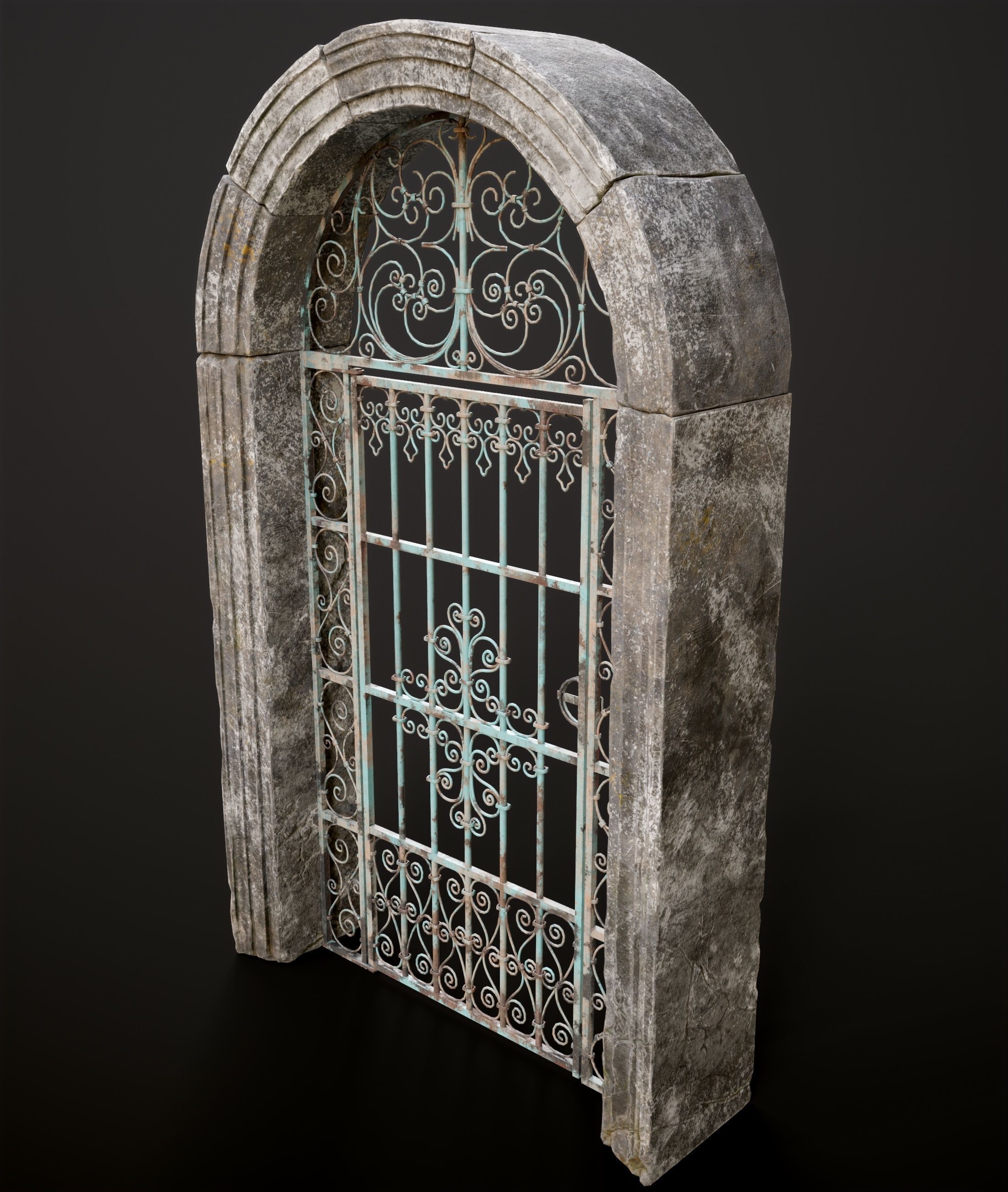 Medieval Forged Door for the garden Low-poly 3D model_10
