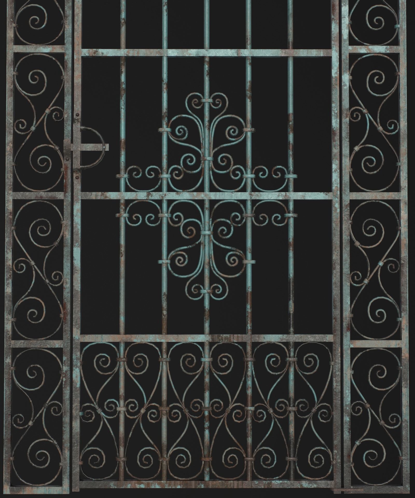 Medieval Forged Door for the garden Low-poly 3D model_42