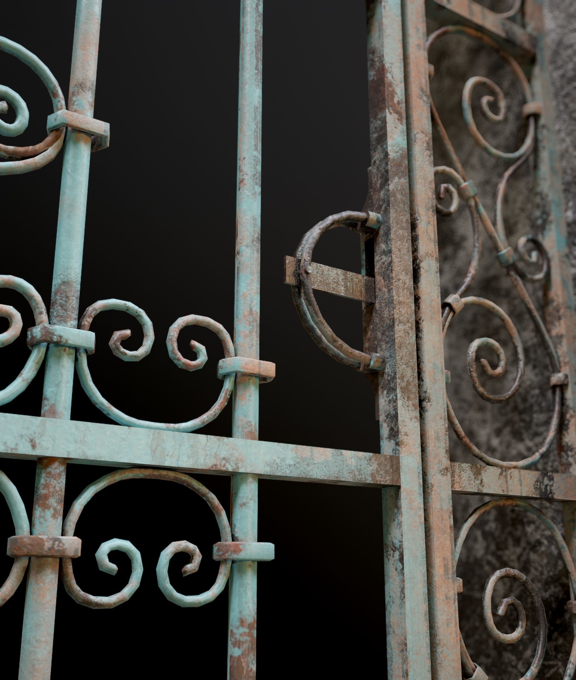 Medieval Forged Door for the garden Low-poly 3D model_8