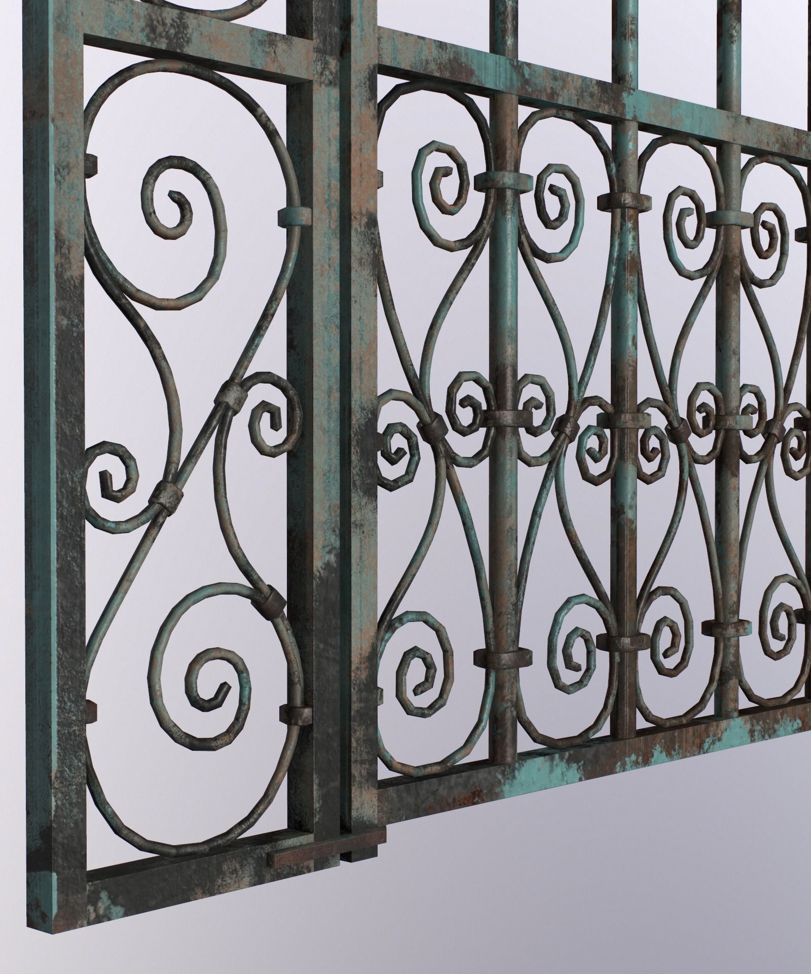 Medieval Forged Door for the garden Low-poly 3D model_35