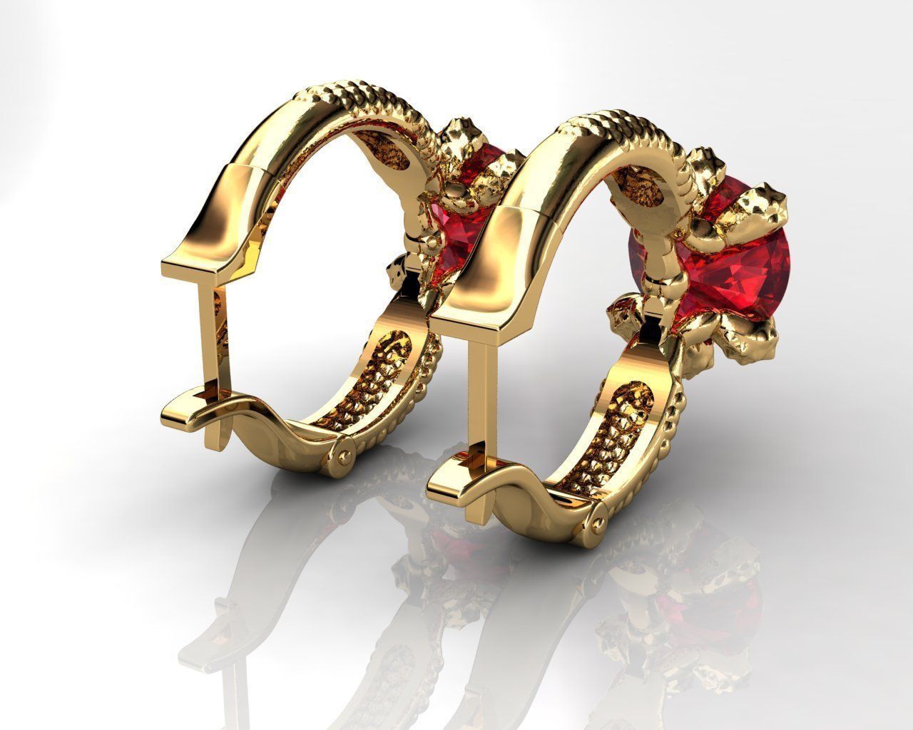 Earrings dragon hoop 3D print model_2
