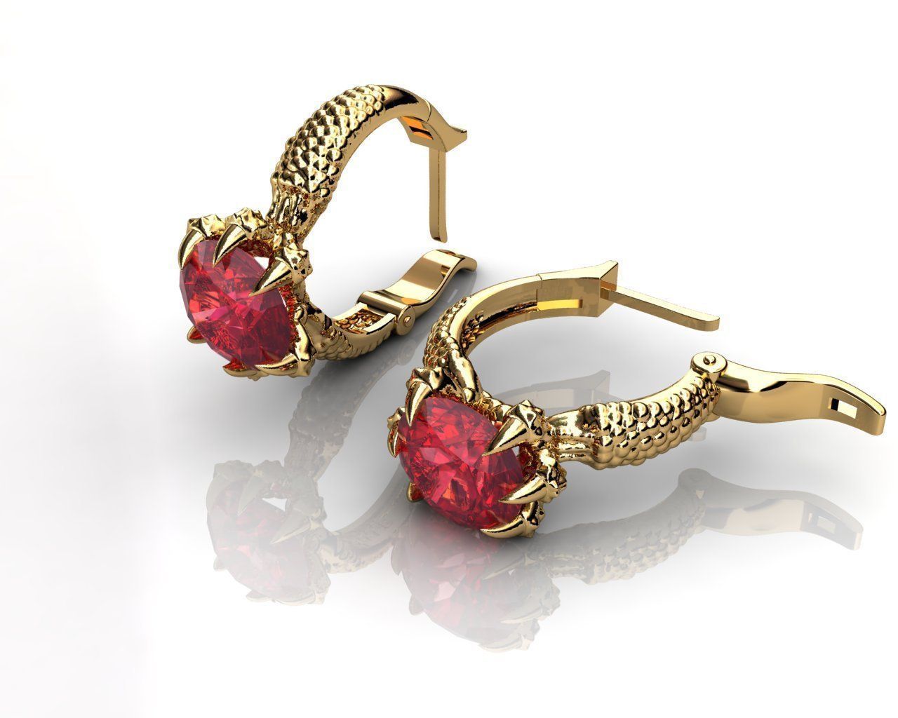 Earrings dragon hoop 3D print model_3