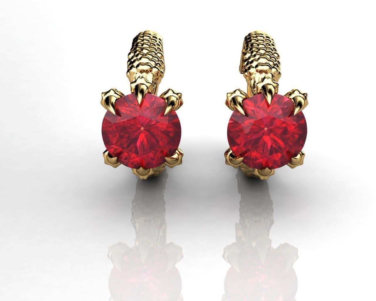 Earrings dragon hoop 3D print model_1