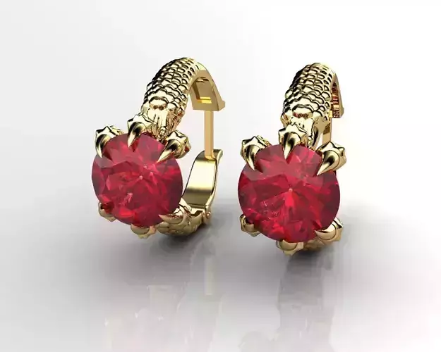 Earrings dragon hoop 3D print model