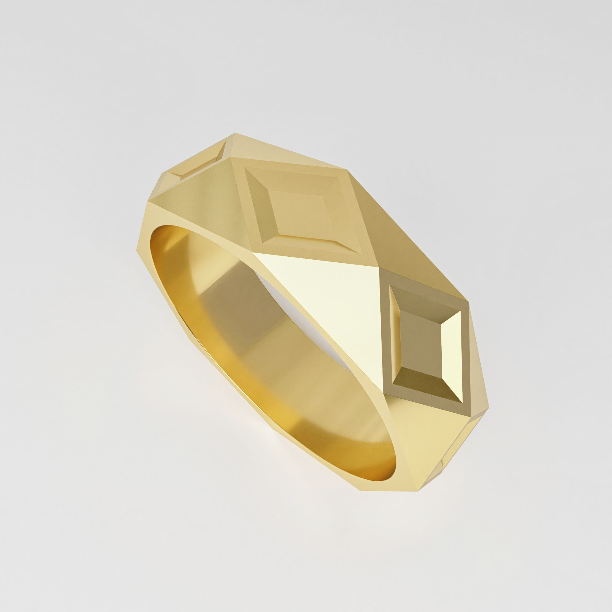 Romboid ring 3D print model_3