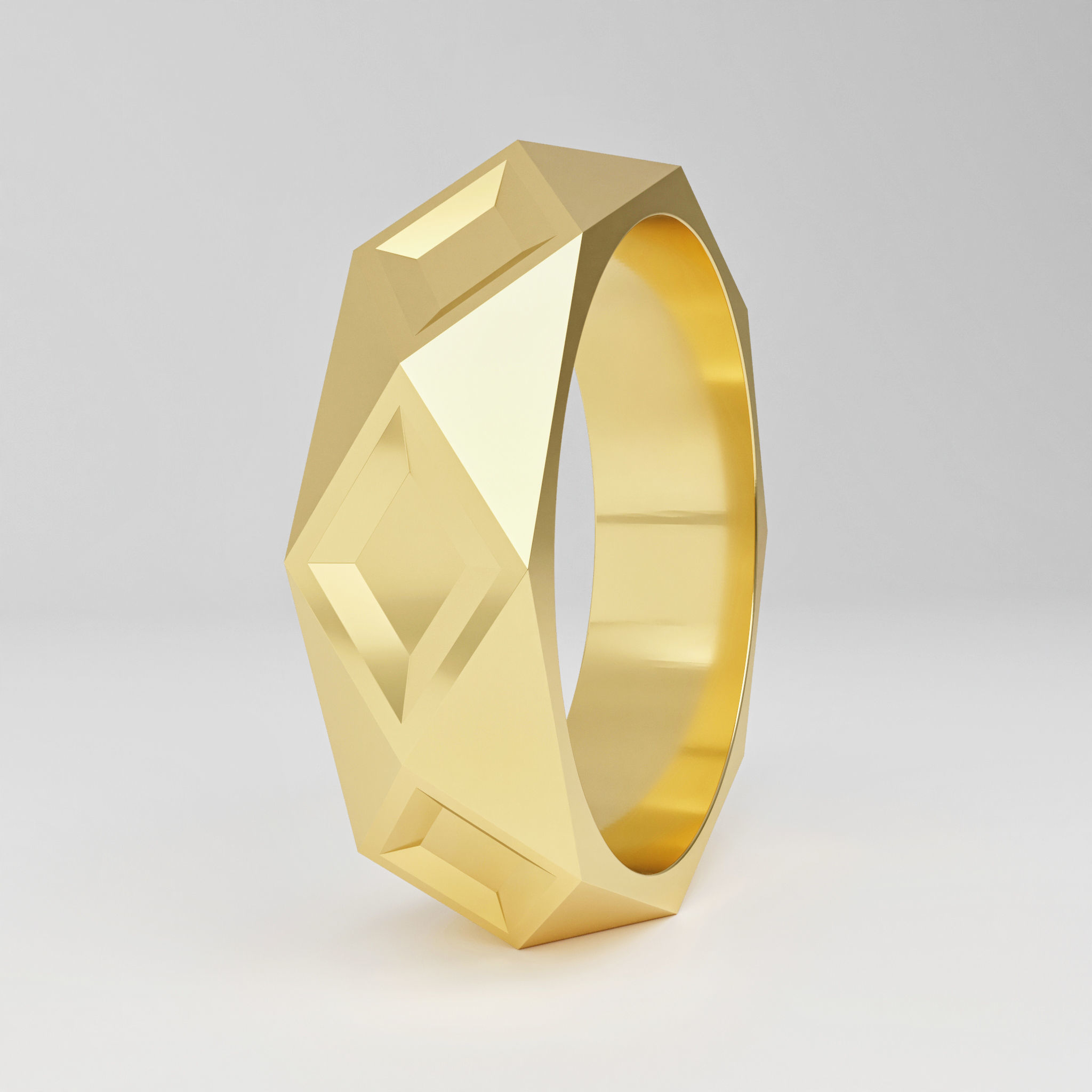 Romboid ring 3D print model_4