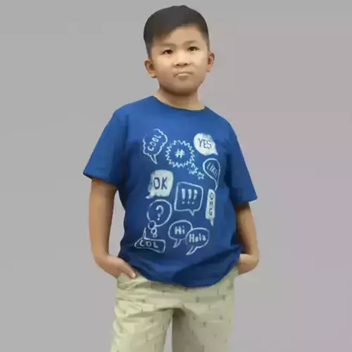 A Fat Boy Posing with Hands in Pockets In Half Body Portrait