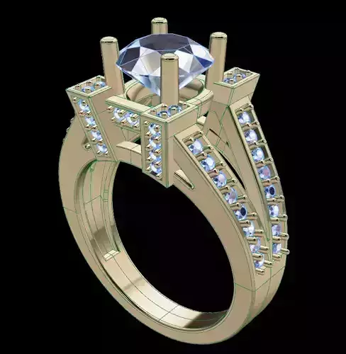 Classic Modern Antique Engagement Ring 3D print model