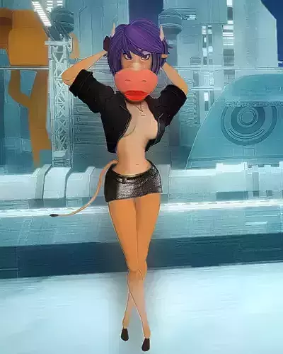 Cybercow 2077 Low-poly 3D model