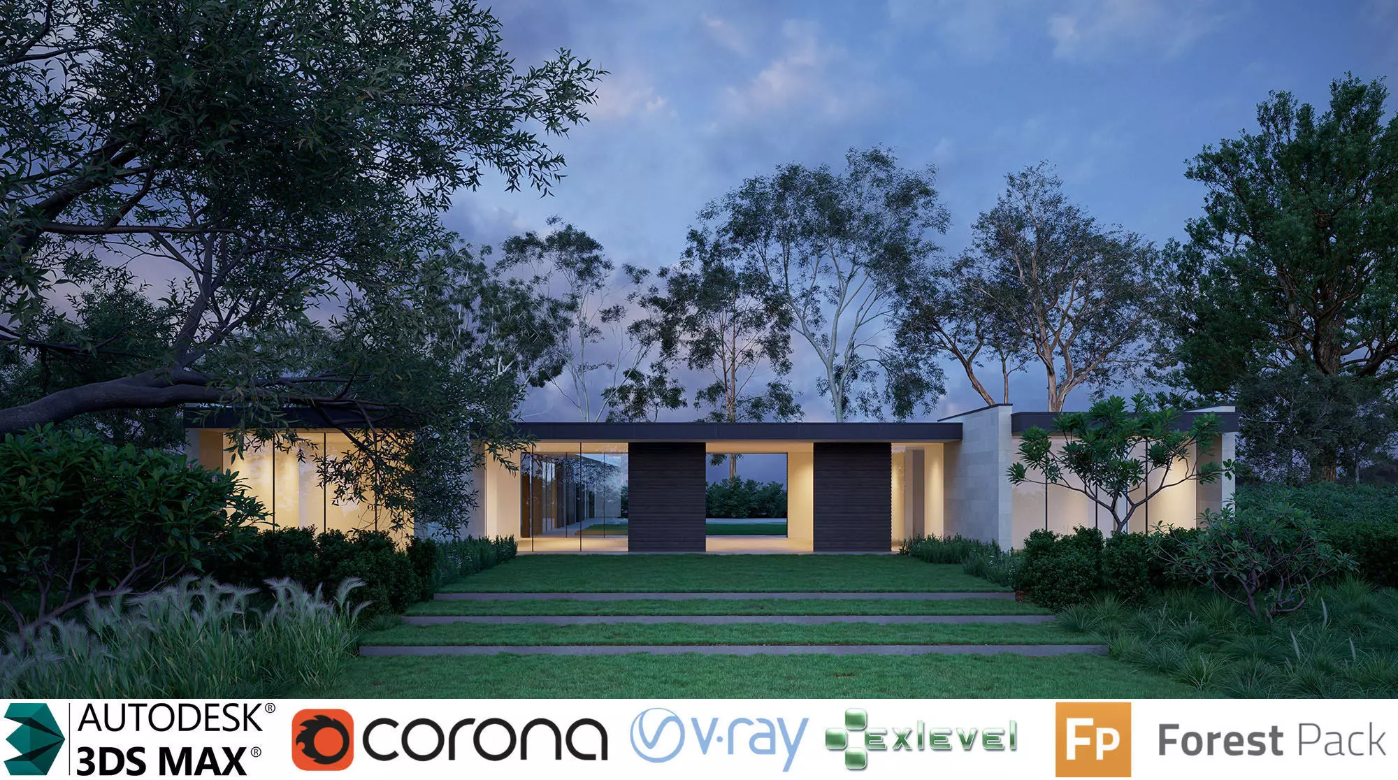 Green trees Collection - Include GrowFX and Mesh file 3D model_1