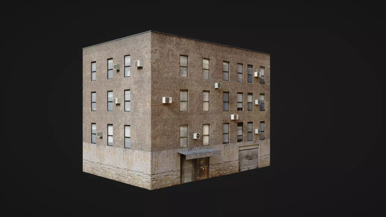 Building low poly street Low-poly 3D model_0