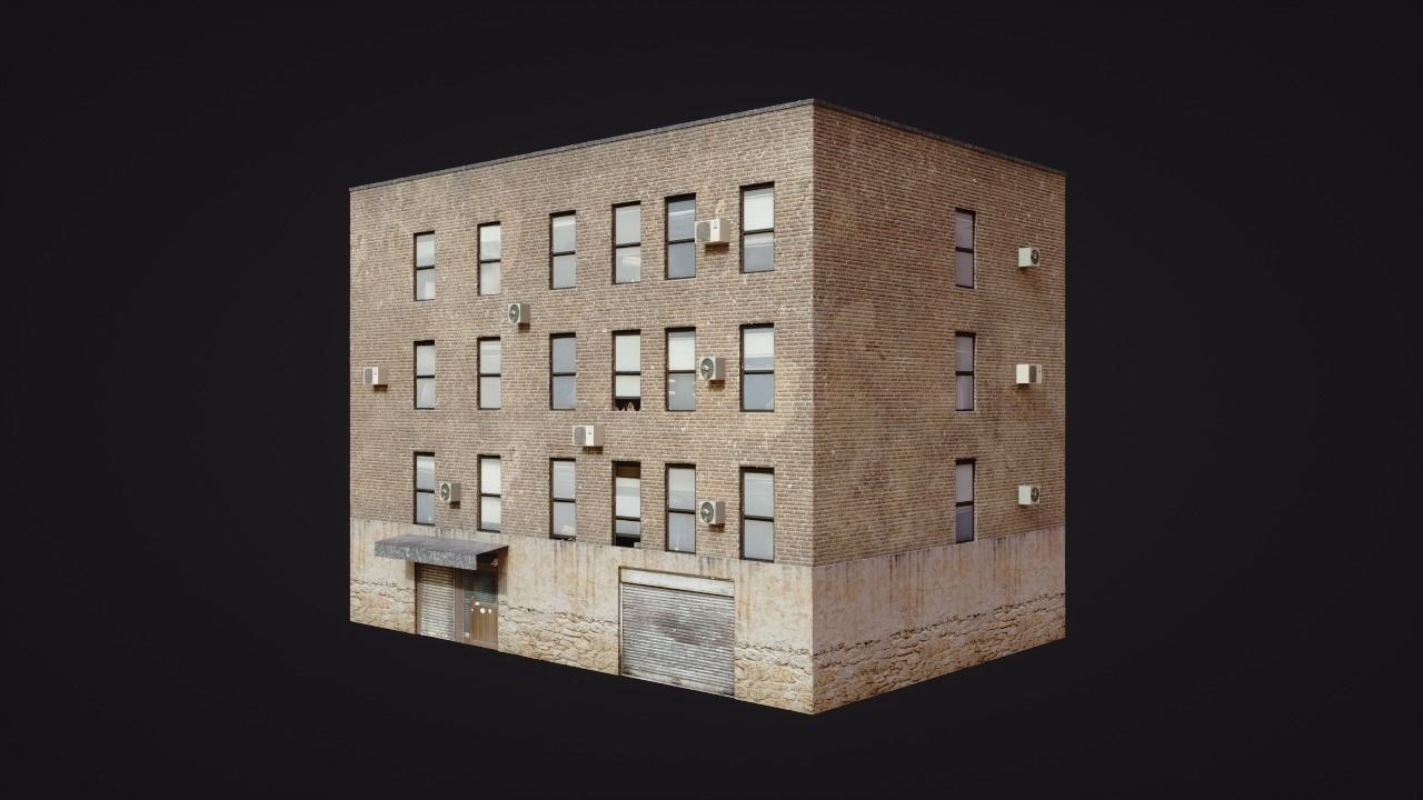 Building low poly street Low-poly 3D model_1
