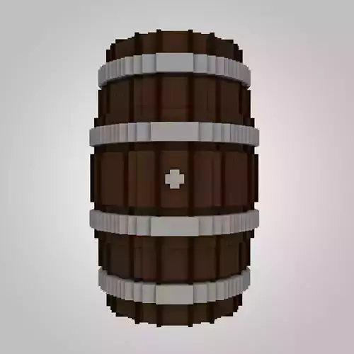 Large Voxel Wooden Barrel