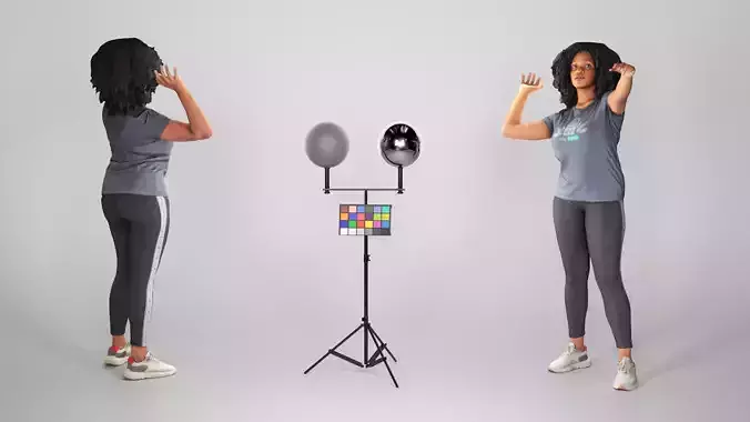 Young african-american woman in sportswear throwing a ball 222 Low-poly 3D model