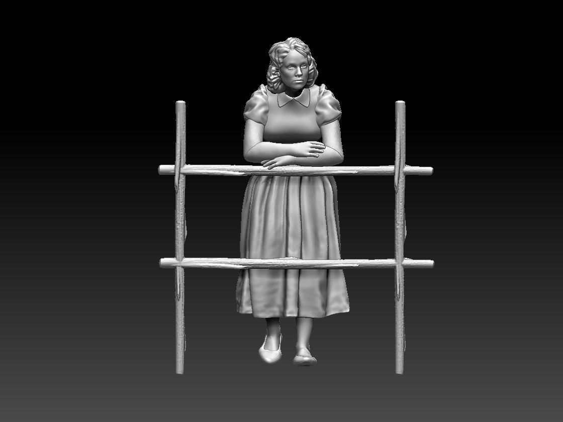 woman statue of on ladder 3D print model_10