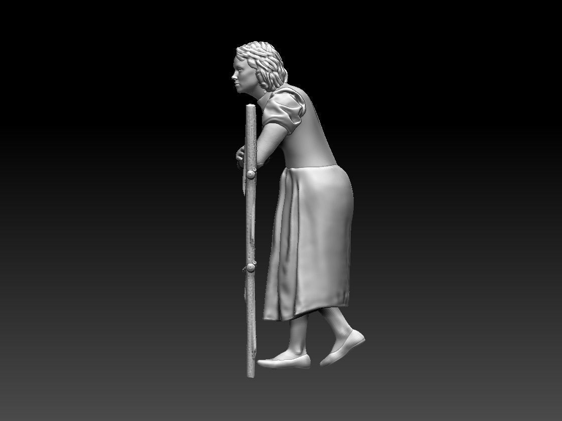 woman statue of on ladder 3D print model_49
