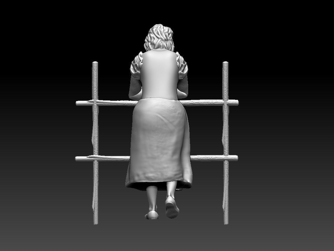 woman statue of on ladder 3D print model_58