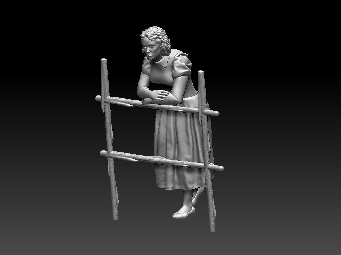woman statue of on ladder 3D print model_39