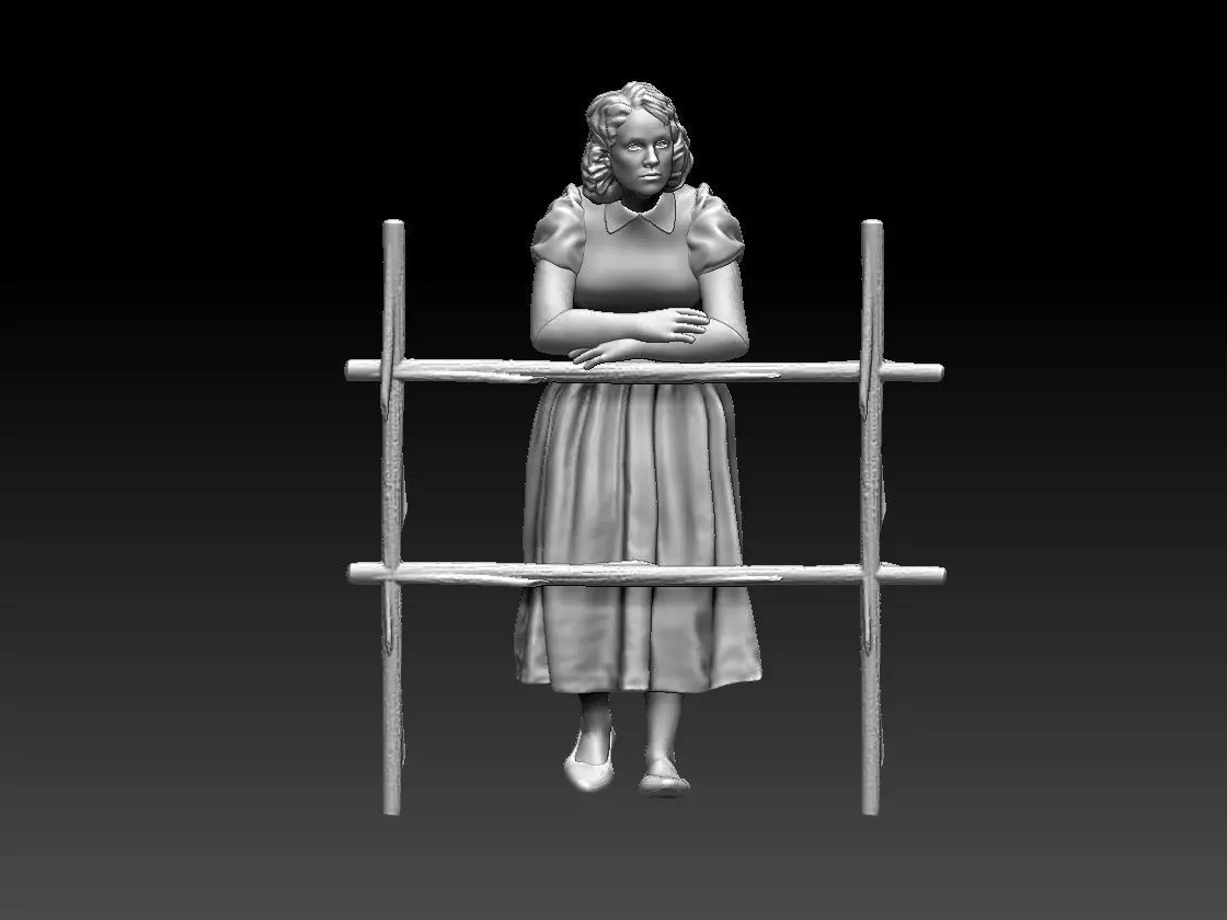 woman statue of on ladder 3D print model_0