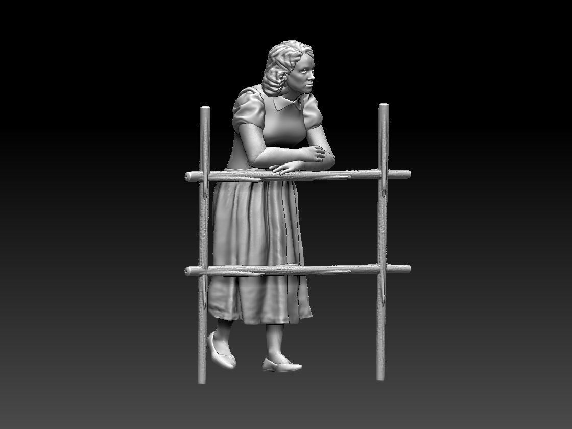 woman statue of on ladder 3D print model_34