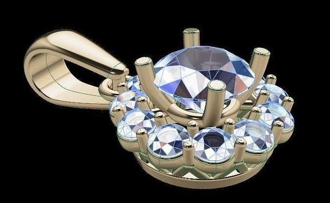 Dainty Diamond Halo Pendant 3D print model