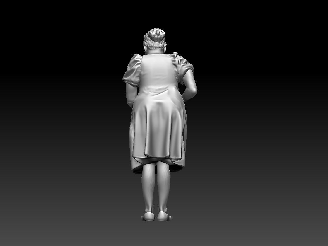 woman with watering can 3D print model_46