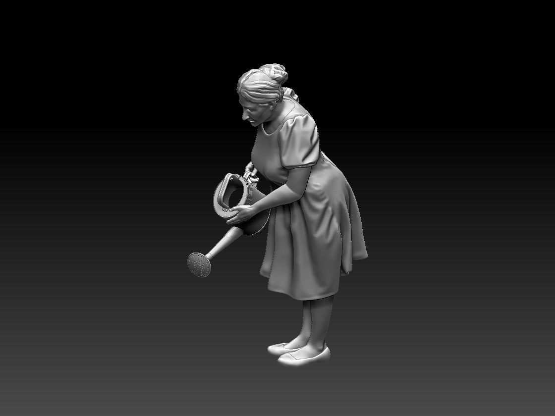 woman with watering can 3D print model_25