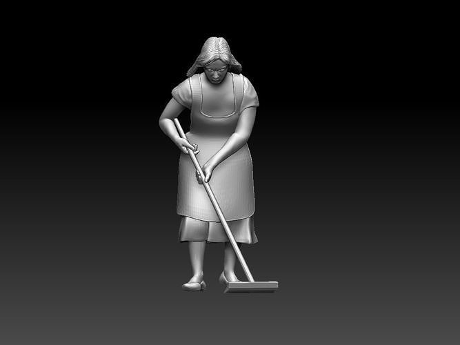 woman with mop 3D print model