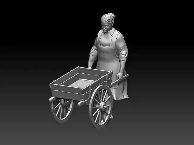 woman in dress with pair of crutches 3D print model