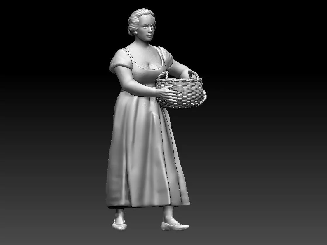 woman holding basket 3D print model