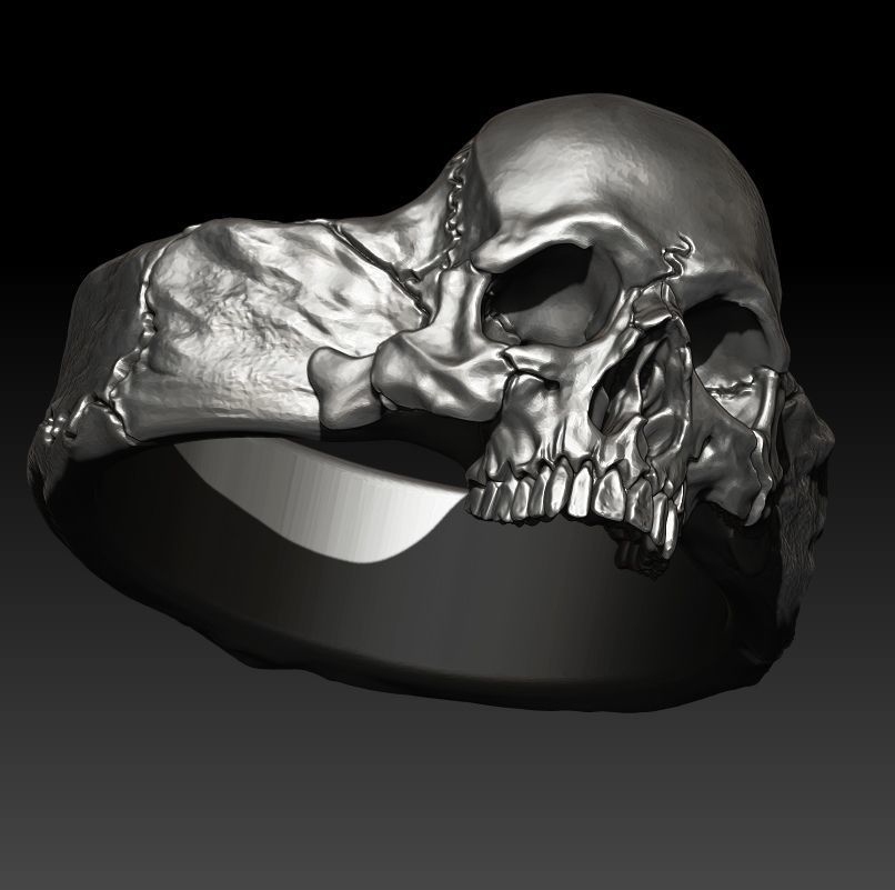 skull ring  3D print model_5