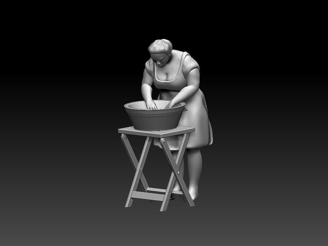 woman on stool 3D print model_14