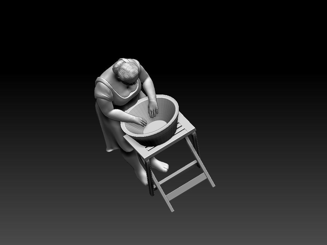 woman on stool 3D print model_41