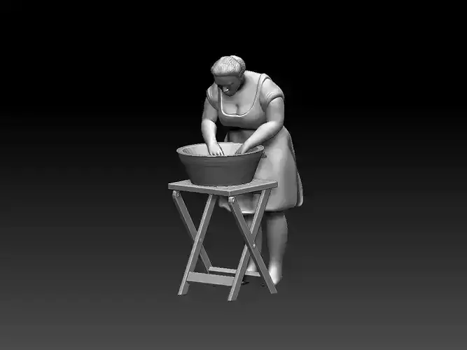 woman on stool