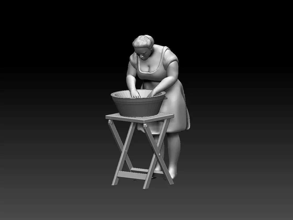 woman on stool 3D print model_0