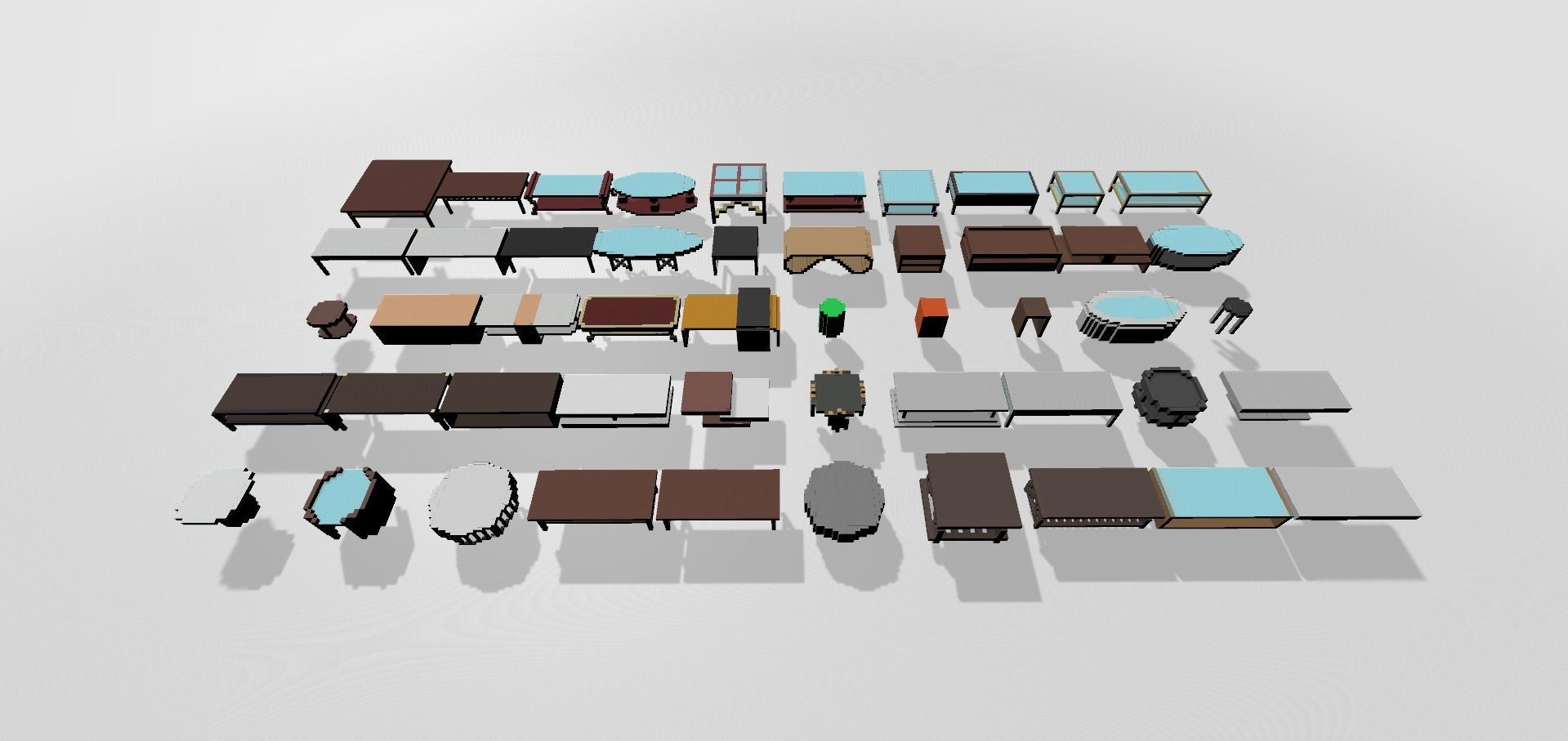Afinity Studios - 3D Voxel Coffee Tables Model pack Low-poly 3D model_2