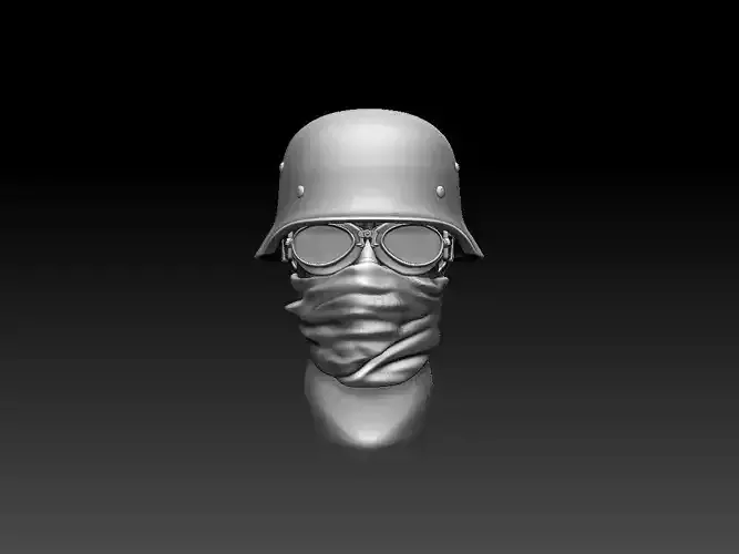 helmet with glasses and bandana