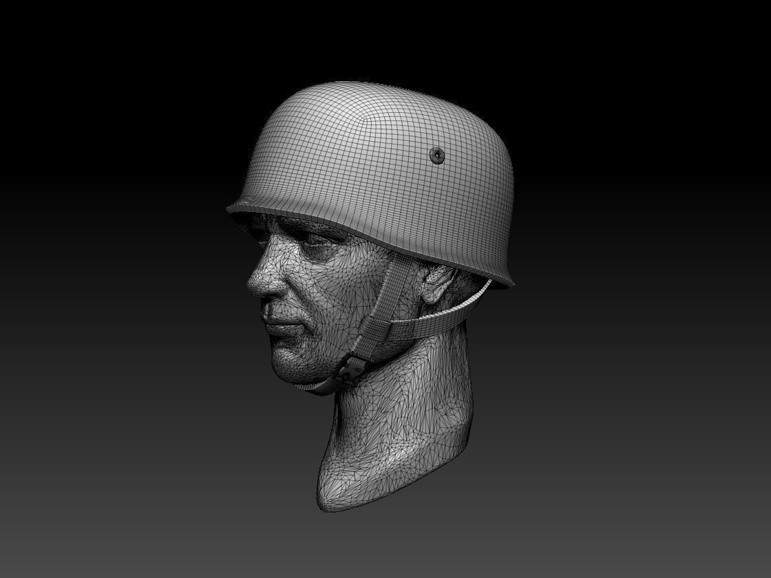 helmet head of soldier in 3D print model_45