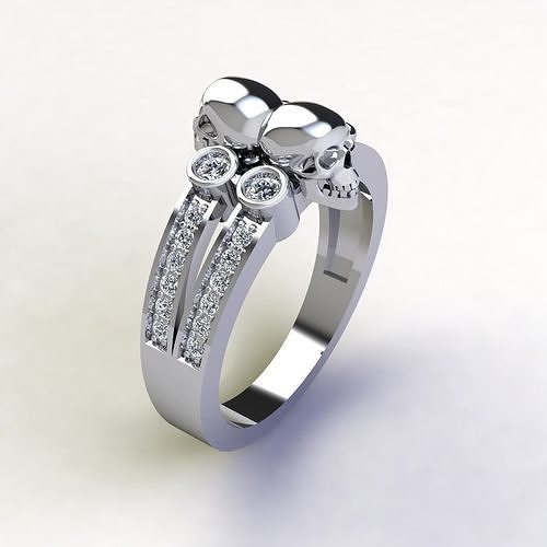 Two Skull Head Ring  3D print model