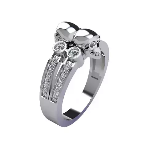 Two Skull Head Ring 