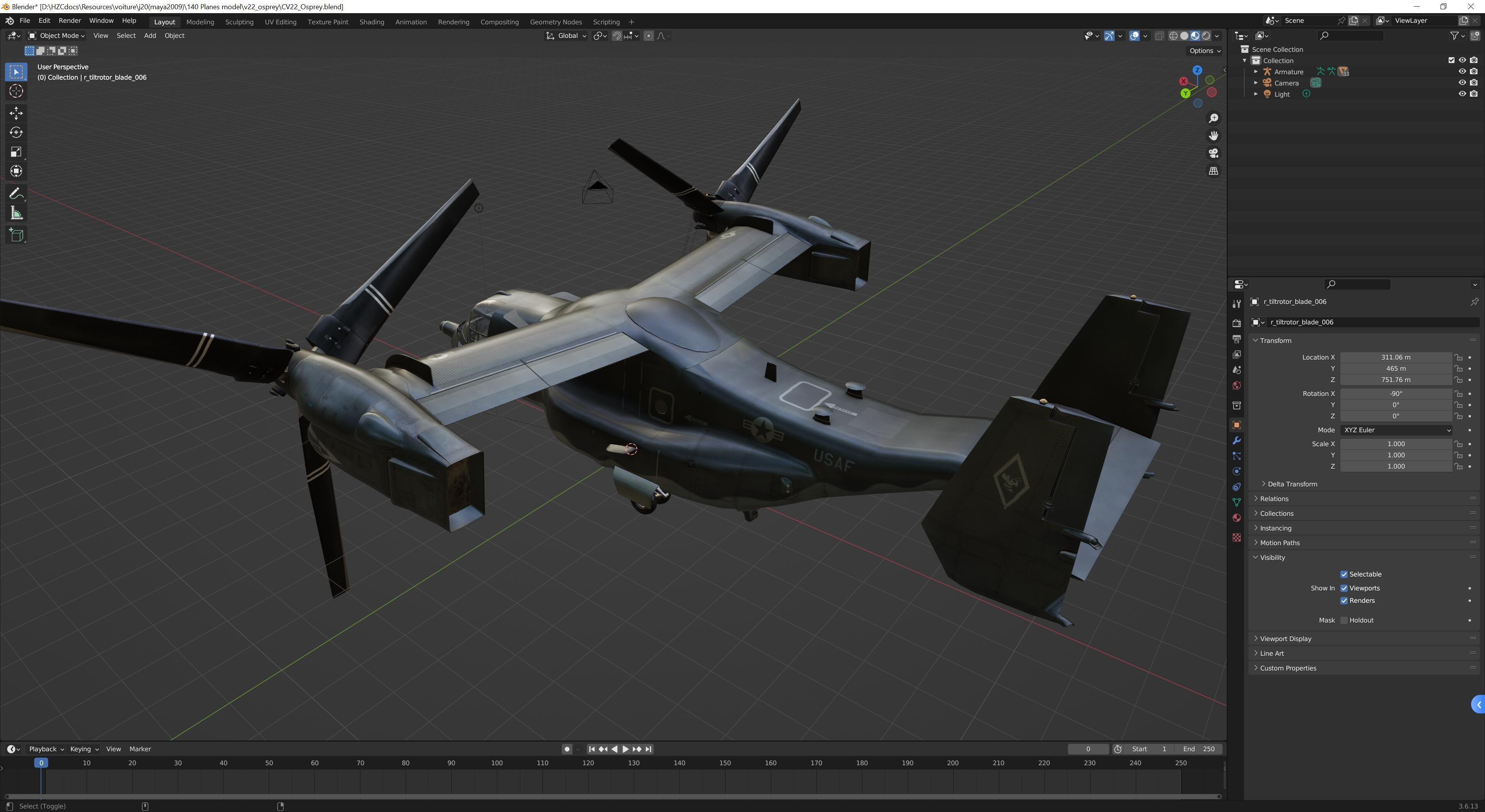 V22 Osprey Tiltrotor Helicopter Low-poly 3D model_2