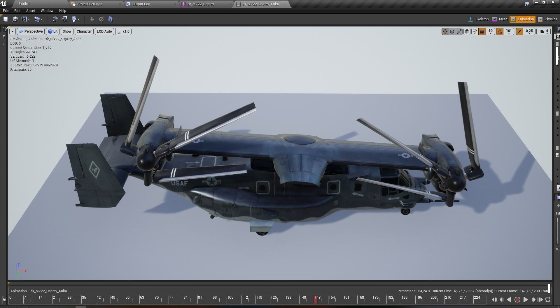 V22 Osprey Tiltrotor Helicopter Low-poly 3D model_16