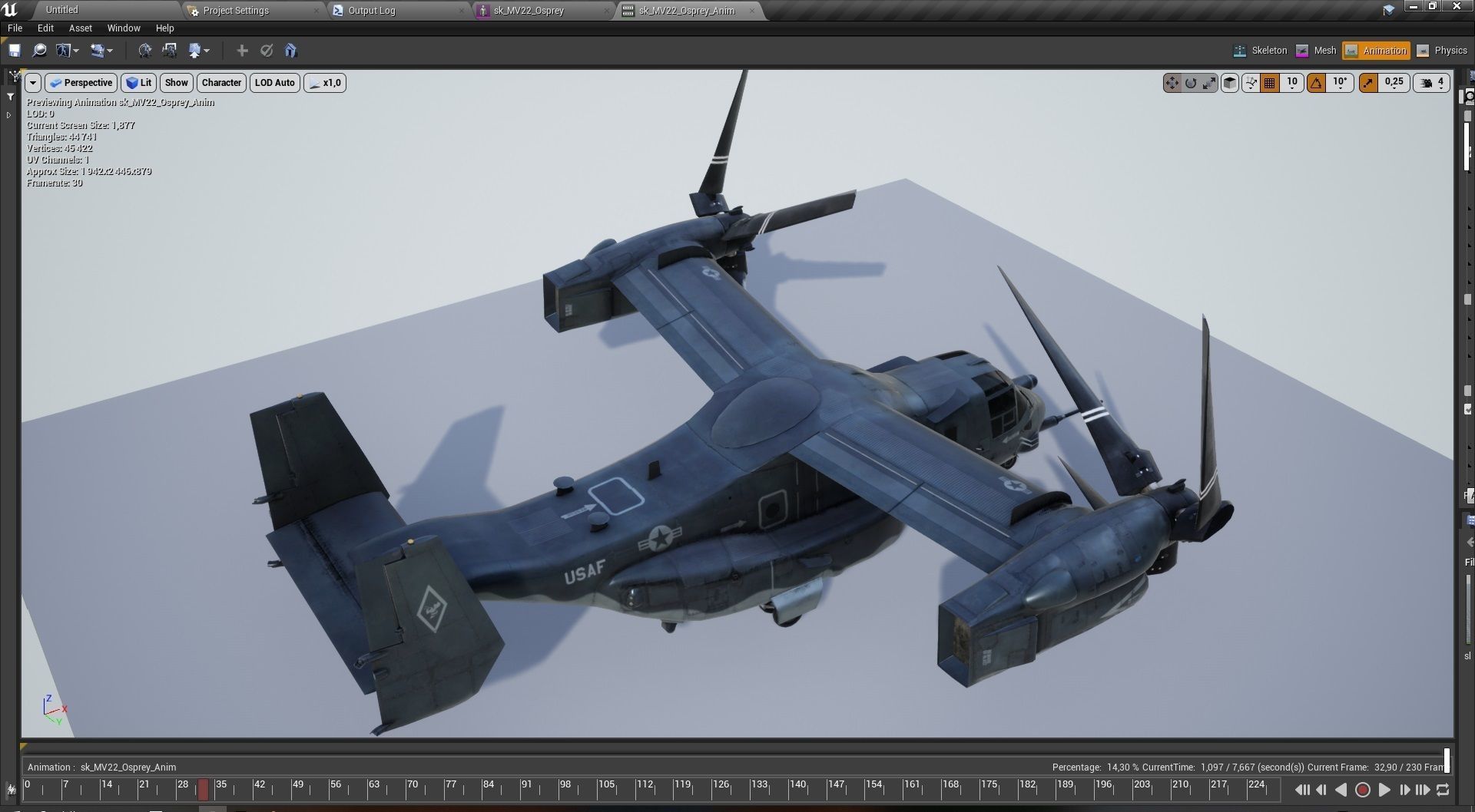 V22 Osprey Tiltrotor Helicopter Low-poly 3D model_14