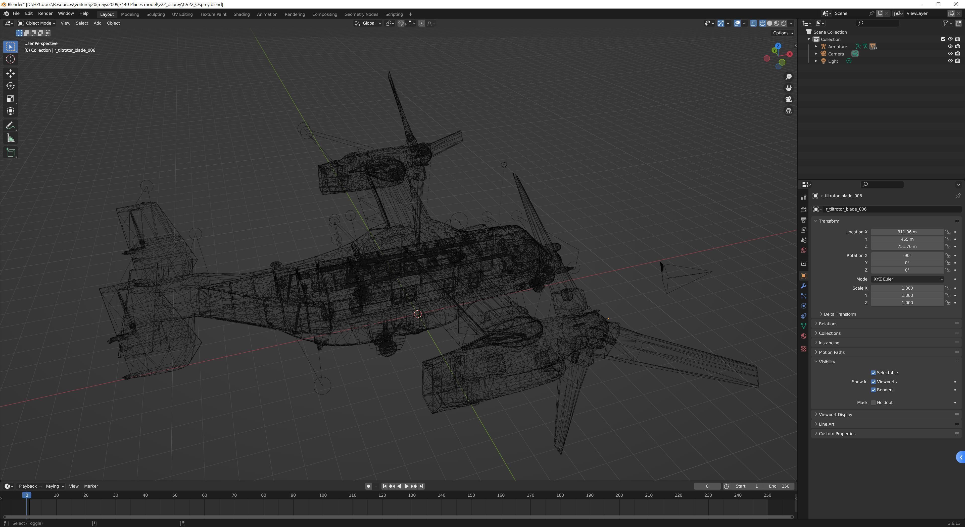 V22 Osprey Tiltrotor Helicopter Low-poly 3D model_4