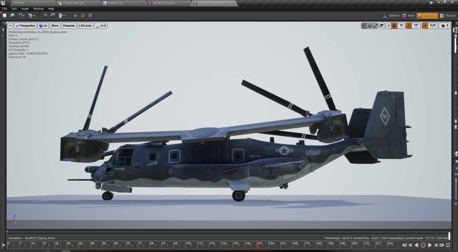 V22 Osprey Tiltrotor Helicopter Low-poly 3D model_15