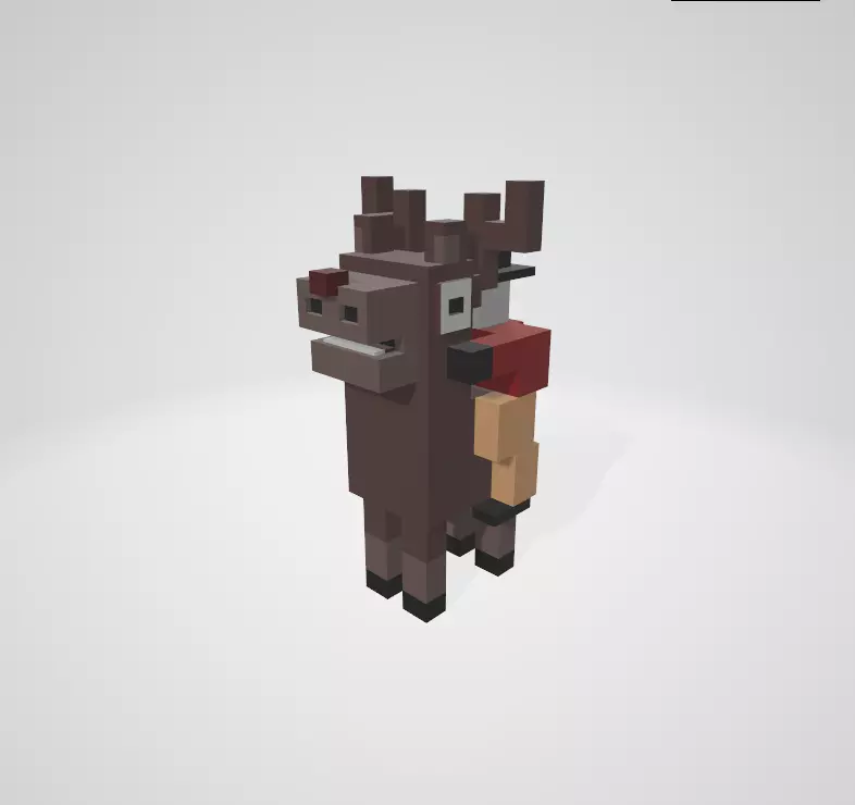 Cross a Road type game Reindeer - Baby Rudolph Low-poly 3D model_0
