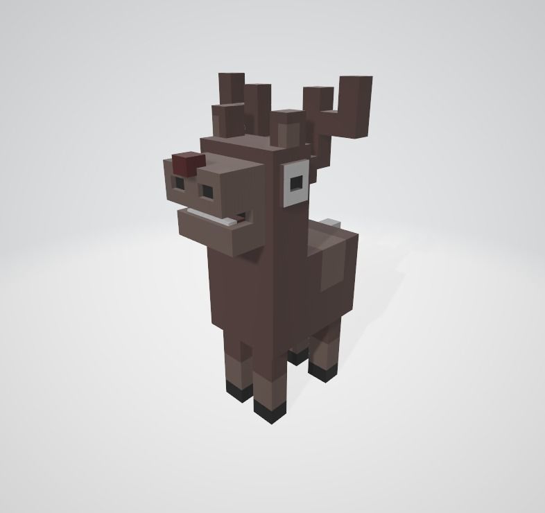 Cross a Road type game Reindeer - Baby Rudolph Low-poly 3D model_1